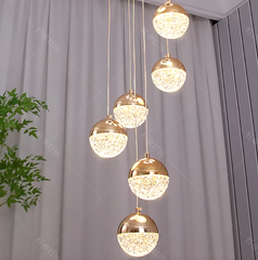 Pendul LED Diametru 30cm 120W cu Telecomanda Crystal 3 Tipuri de Lumini Auriu