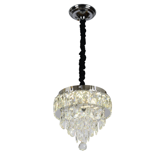 Lustra LED 30cm 52W cu Telecomanda Crystal 3 Tipuri de Lumini Crom