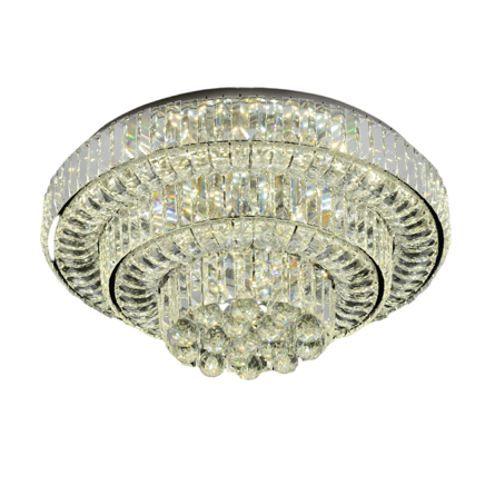 Lustra LED cu Telecomanda Crystal 3 Tipuri de Lumini Diametru 60cm 150W Crom