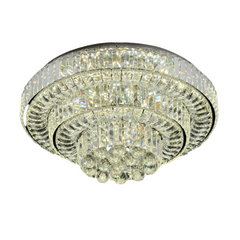 Lustra LED cu Telecomanda Crystal 3 Tipuri de Lumini Diametru 60cm 150W Crom