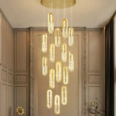 Candelabru LED 15 Pendule Reglabile 351W Cristal cu Telecomanda Diane 3 Tipuri de Lumini Auriu