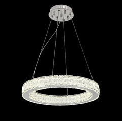 Pendul LED Diametru 50cm 100W cu Telecomanda Crystal 3 Tipuri de Lumini Crom