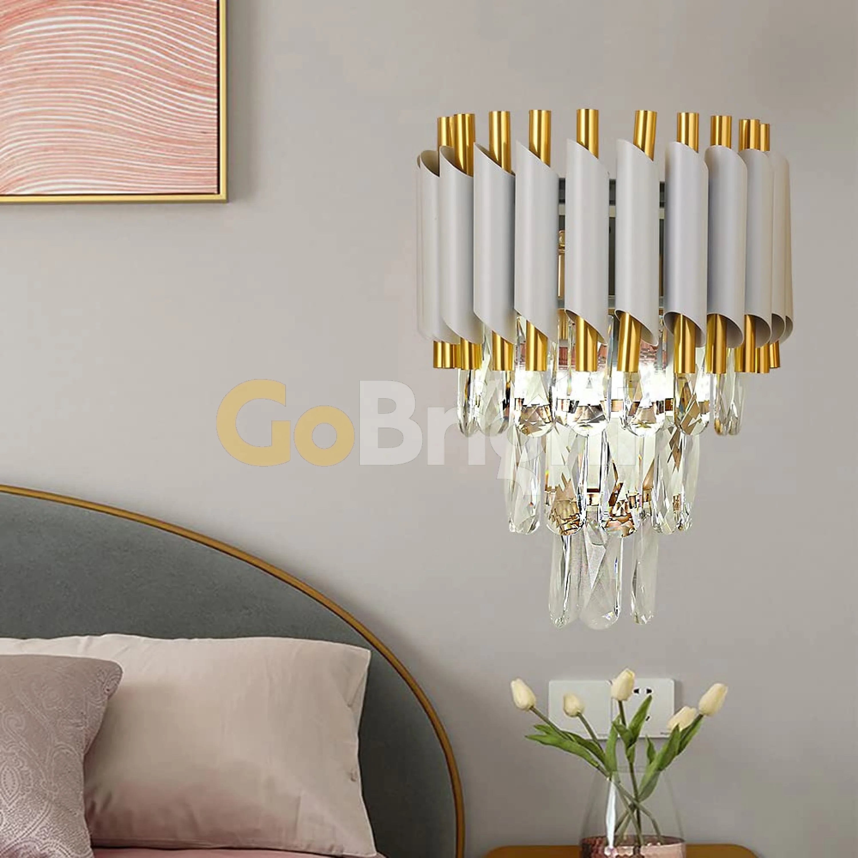 Aplica Cristal Kimberly 2xE14 Auriu + Alb