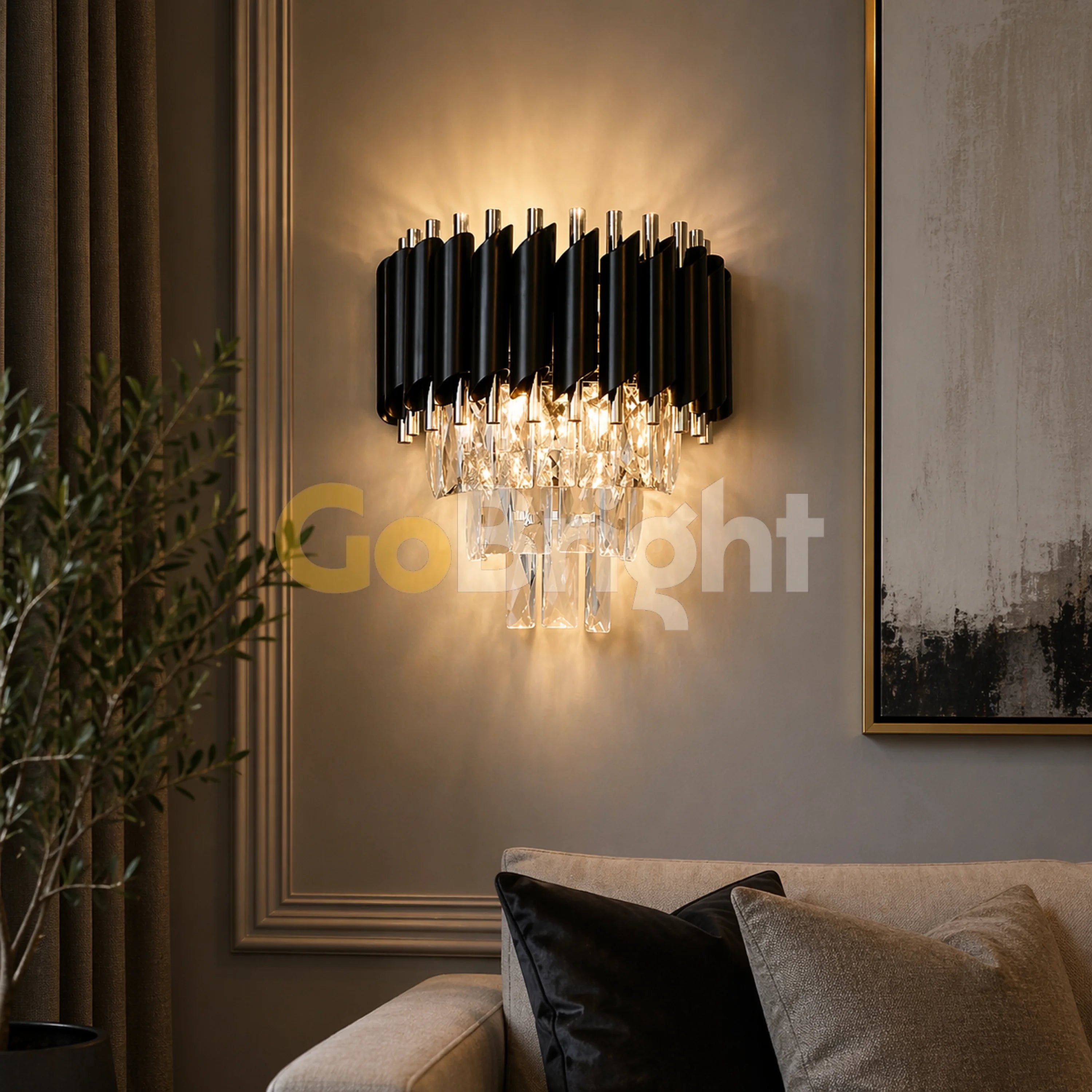 Aplica Cristal Kimberly 2xE27 Negru + Auriu