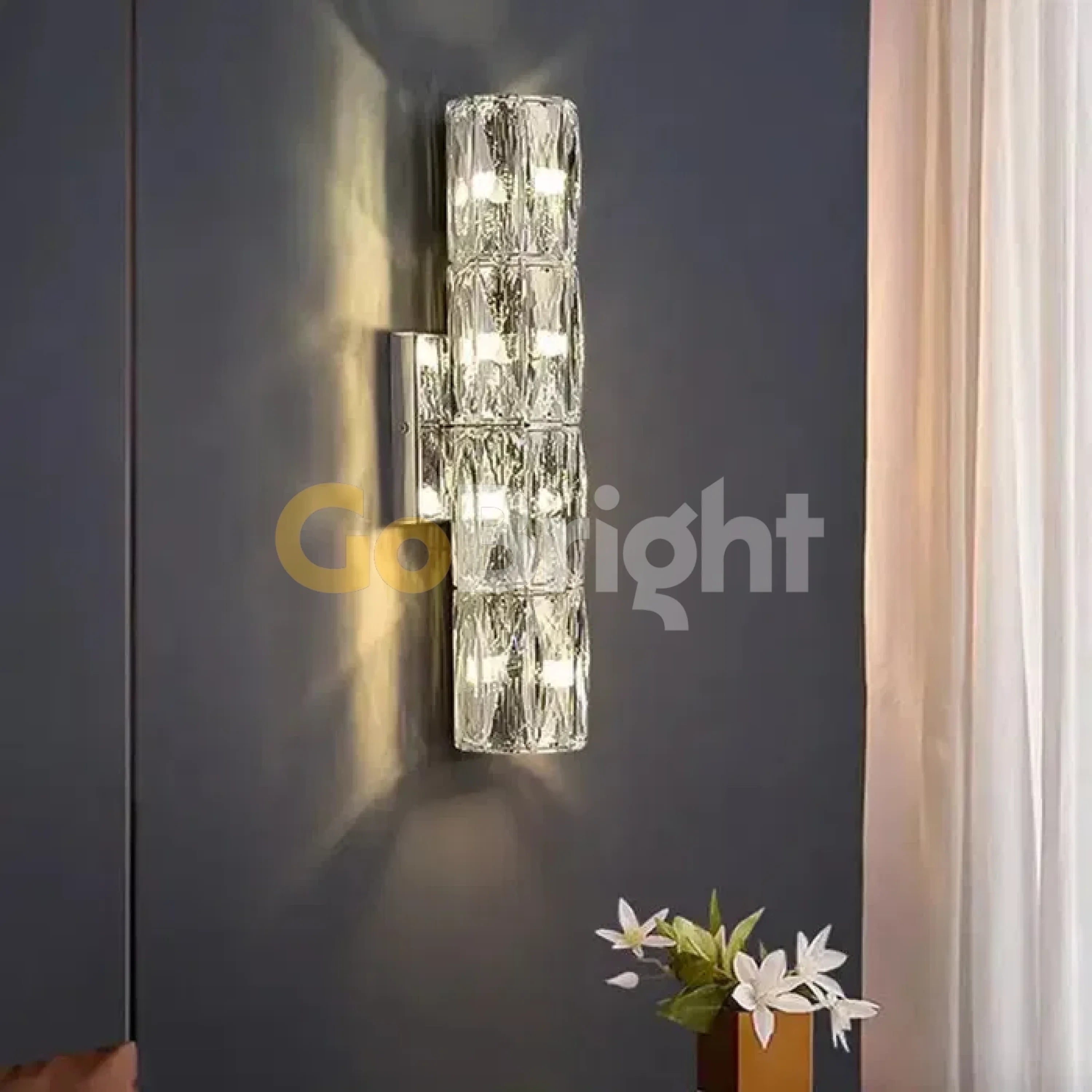 Aplica Crystal LED 40cm 3 Tipuri de Lumini 40W Argintiu