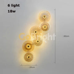 Aplica Crystal LED 92cm Lumina Calda 24W Auriu
