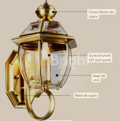 Aplica Felinar Exterior 1xE27 36cm Auriu