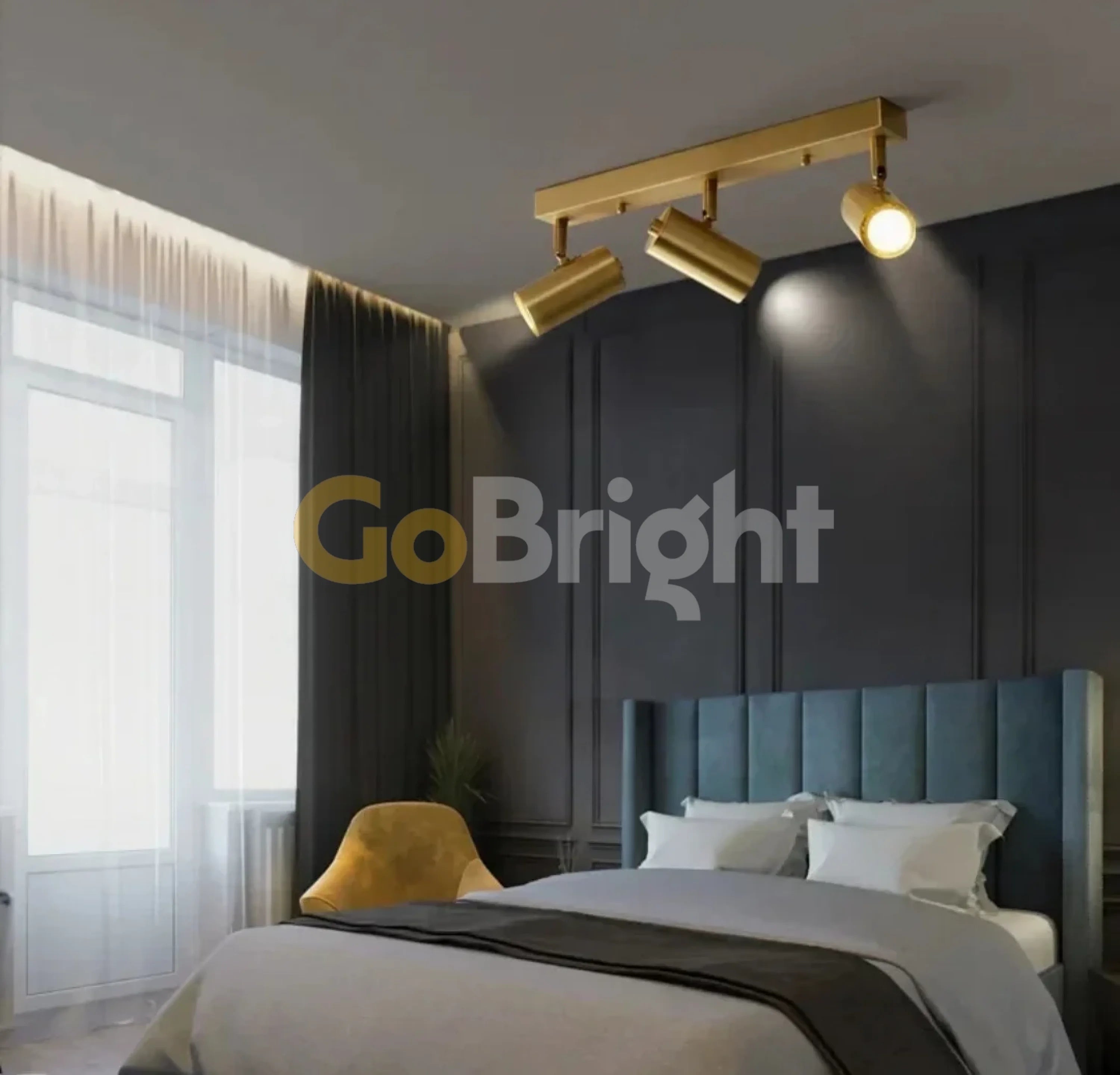 Aplica LED 60cm 3 Becuri GU10 X 20W Urban 3 Tipuri de Lumini Auriu