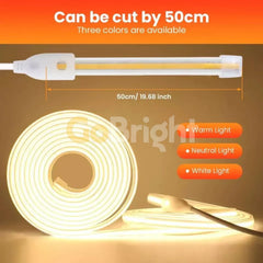 Banda LED COB 220V IP65 Lumina Neutra 8W/m 100m/rola Alimentator Inclus