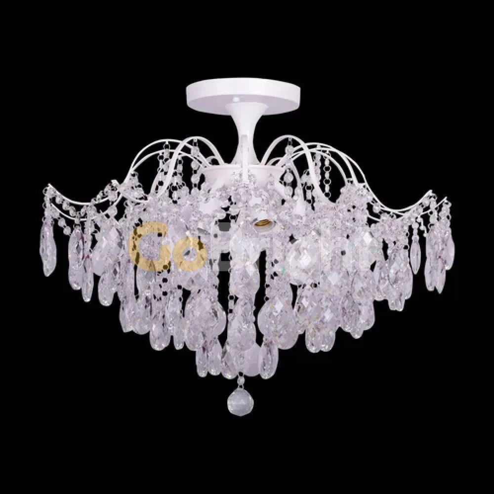Candelabru Cristal Clover 6xE27 Diametru 60cm Alb