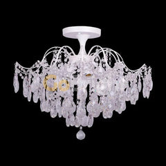 Candelabru Cristal Clover 6xE27 Diametru 60cm Alb