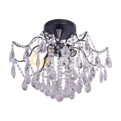 Candelabru Cristal Clover 6xE27 Diametru 60cm Negru