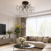 Candelabru Cristal Clover 6xE27 Diametru 60cm Negru