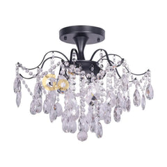 Candelabru Cristal Clover 6xE27 Diametru 60cm Negru
