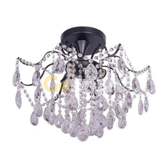 Candelabru Cristal Clover 6xE27 Diametru 60cm Negru