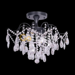 Candelabru Cristal Clover 6xE27 Diametru 60cm Negru