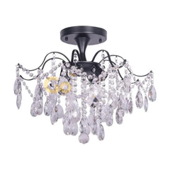 Candelabru Cristal Clover 6xE27 Diametru 60cm Negru