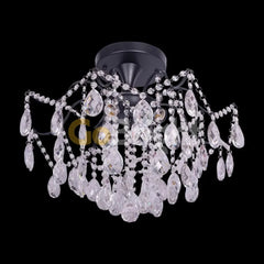 Candelabru Cristal Clover 6xE27 Diametru 60cm Negru