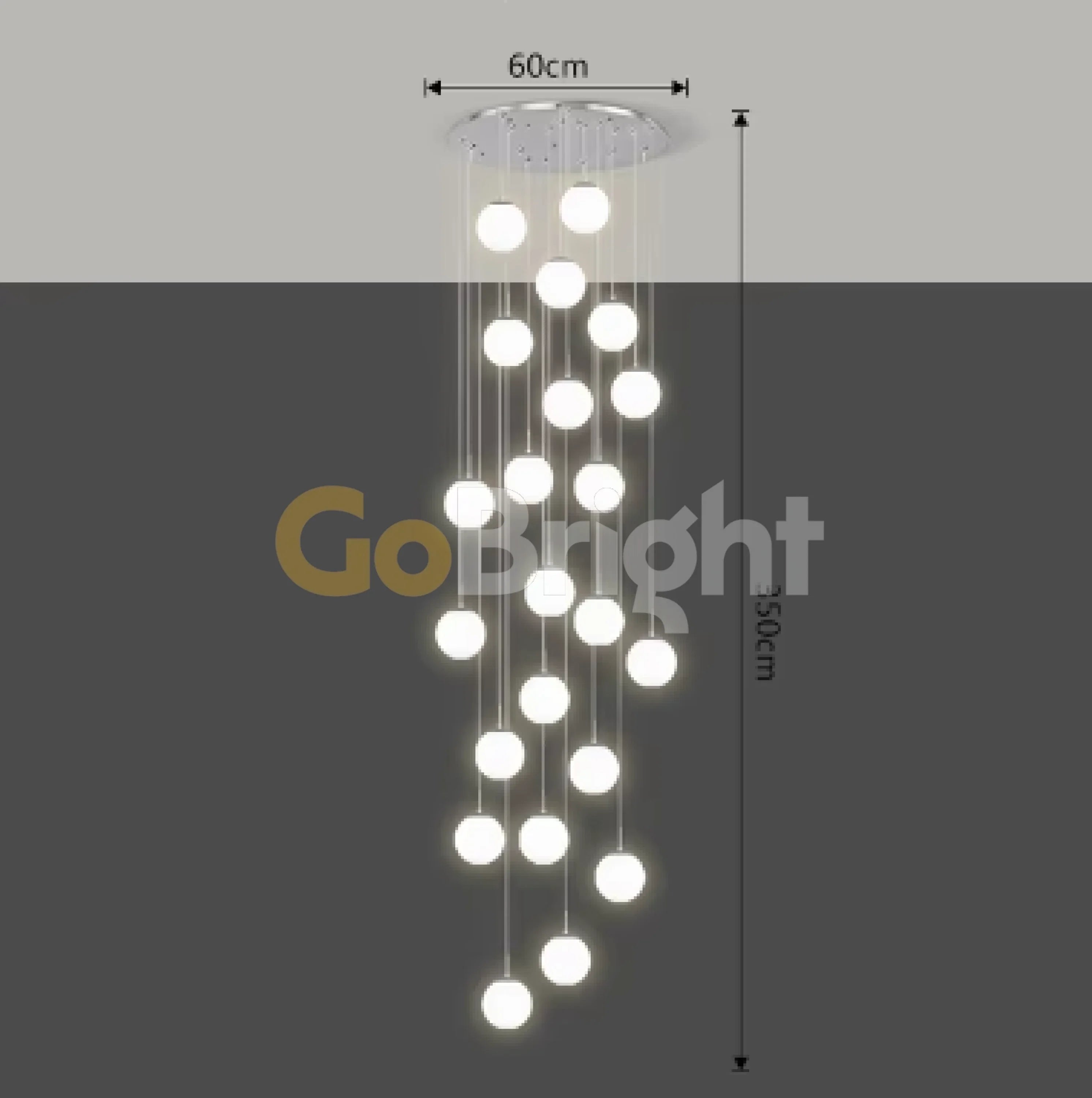 Candelabru Moon 25xE27 Diametru 60cm Argintiu