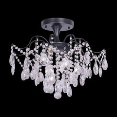 Candelabru Cristal Clover 6xE27 Diametru 60cm Negru