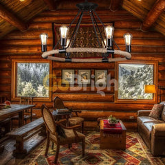 Candelabru Rustic Eagle 6xE27 Diametru 60cm Reglabil