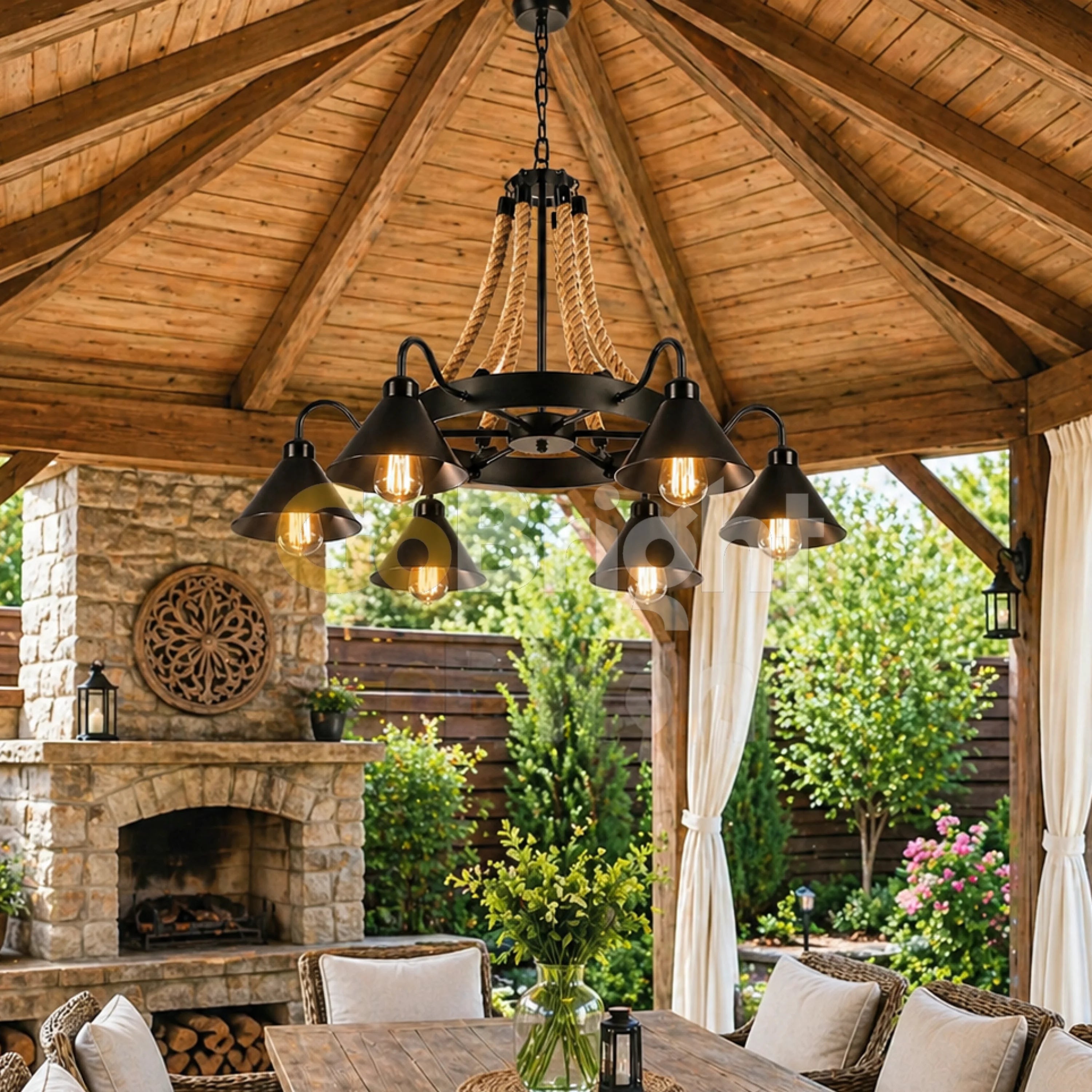 Candelabru Rustic Eagle 8xE14 Diametru 80cm Reglabil