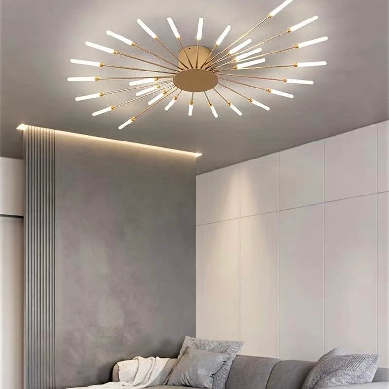 Lustra 28 LEDuri 112W Spiral cu Telecomanda 3 Tipuri de Lumini Auriu