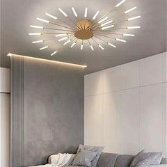 Lustra 28 LEDuri 112W Spiral cu Telecomanda 3 Tipuri de Lumini Auriu