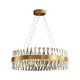 Pendul LED Diametru 60cm 100W Cristal cu Telecomanda Nemesis 3 Tipuri de Lumini Auriu