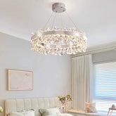 Pendul LED Diametru 40cm 90W Cristal cu Telecomanda Spiral 3 Tipuri de Lumini Argintiu