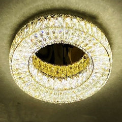 Lustra LED Crystal 50cm cu Telecomanda 3 Tipuri de Lumini 140W Auriu