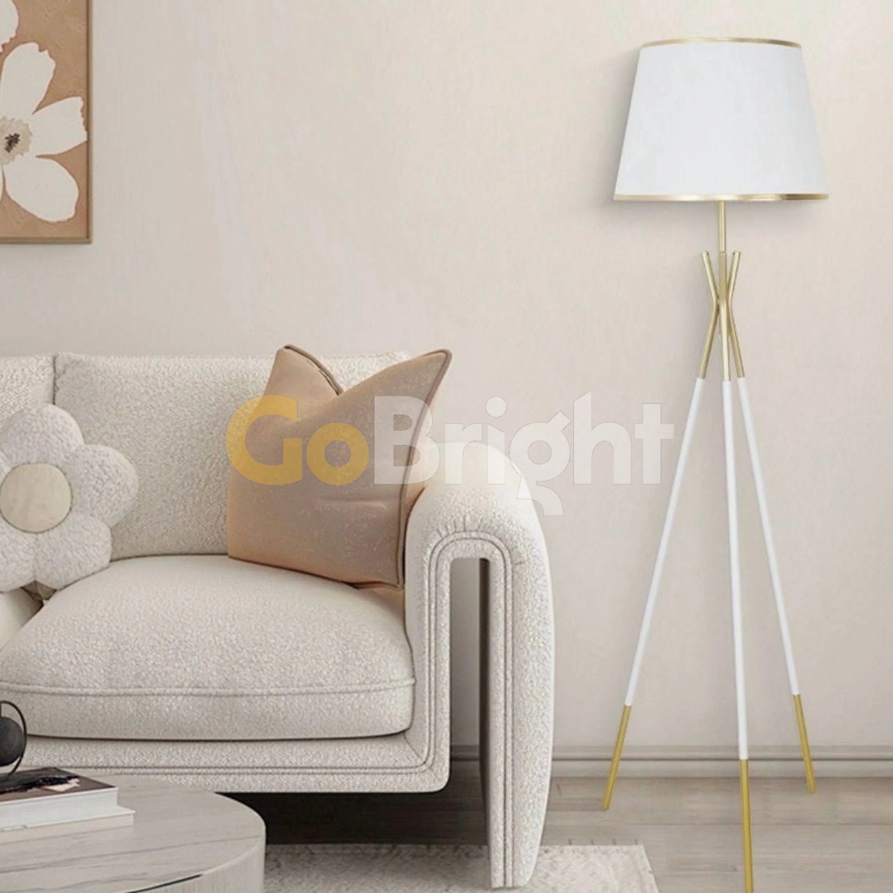 Lampadar Viena 1xE27 155cm Auriu + Alb