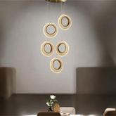 Pendul LED Diametru 30cm 70W cu Telecomanda Trinity 3 Tipuri de Lumini Auriu