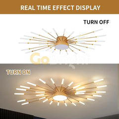 Lustra 28 LEDuri 56W Diametru 105cm Spiral 3 Tipuri de Lumini Auriu