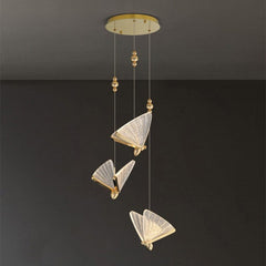 Pendul LED Fluture Trinity 3 Tipuri de Lumini 36W Auriu