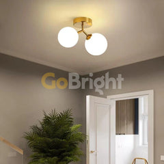 Lustra cu globuri albe 2XG9 32cm Auriu