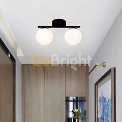 Lustra Globuri Albe 2xE27 35cm Negru