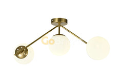 Lustra Globuri Albe 3xE27 65cm Auriu