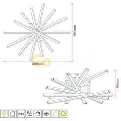 Lustra LED 125W cu Telecomanda Zang 3 Tipuri de Lumini Auriu