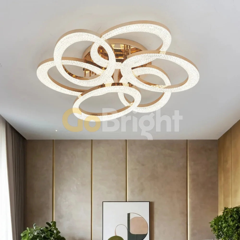 Lustra LED 168W cu Telecomanda Safir 3 Tipuri de Lumini Auriu