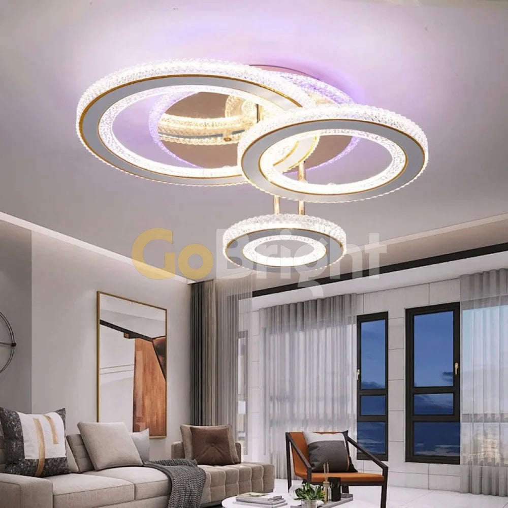 Lustra LED 174W Imperial RGB cu Telecomanda 3 Tipuri de Lumini Auriu + Alb