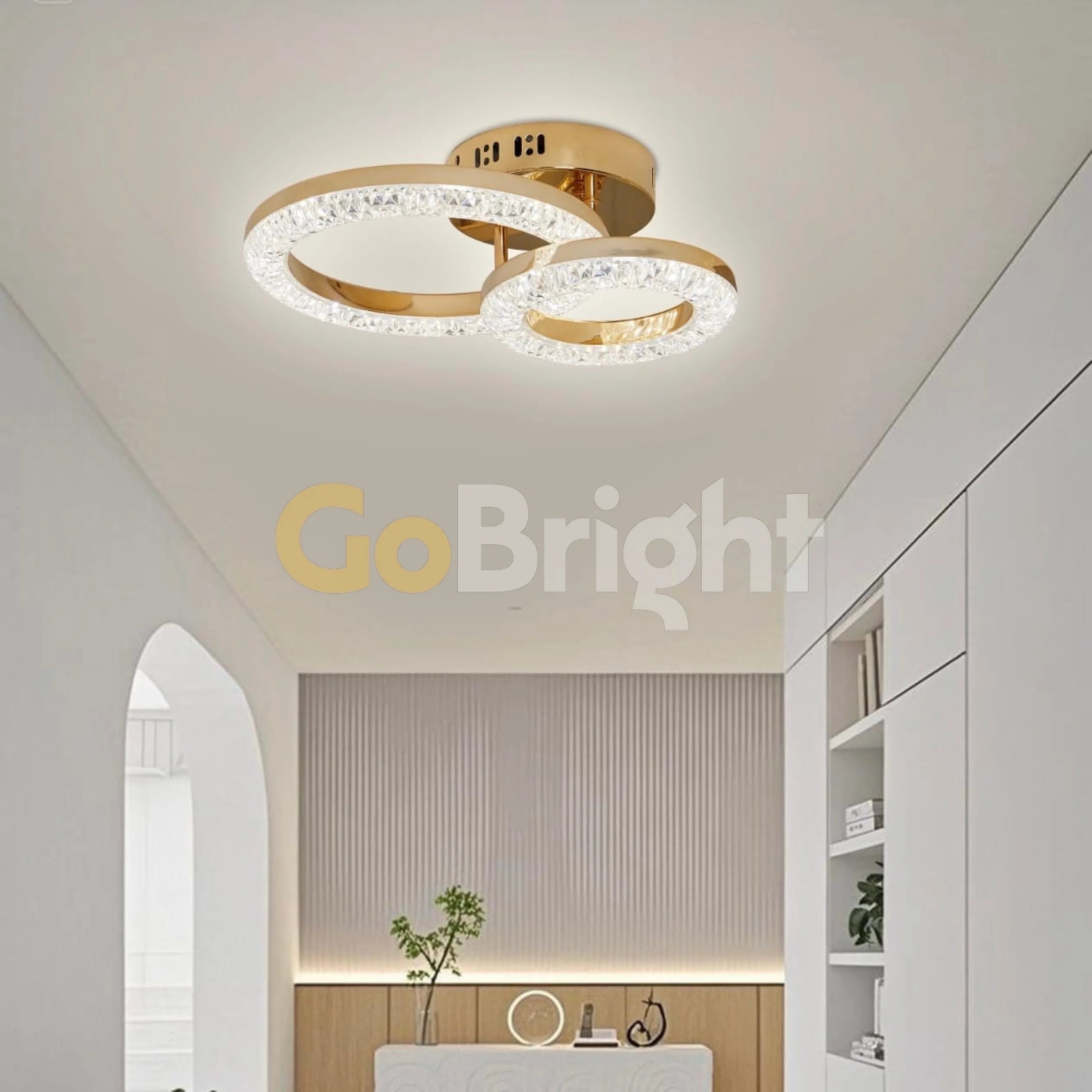 Lustra LED 25W cu Telecomanda Iris 3 Tipuri de Lumini Auriu