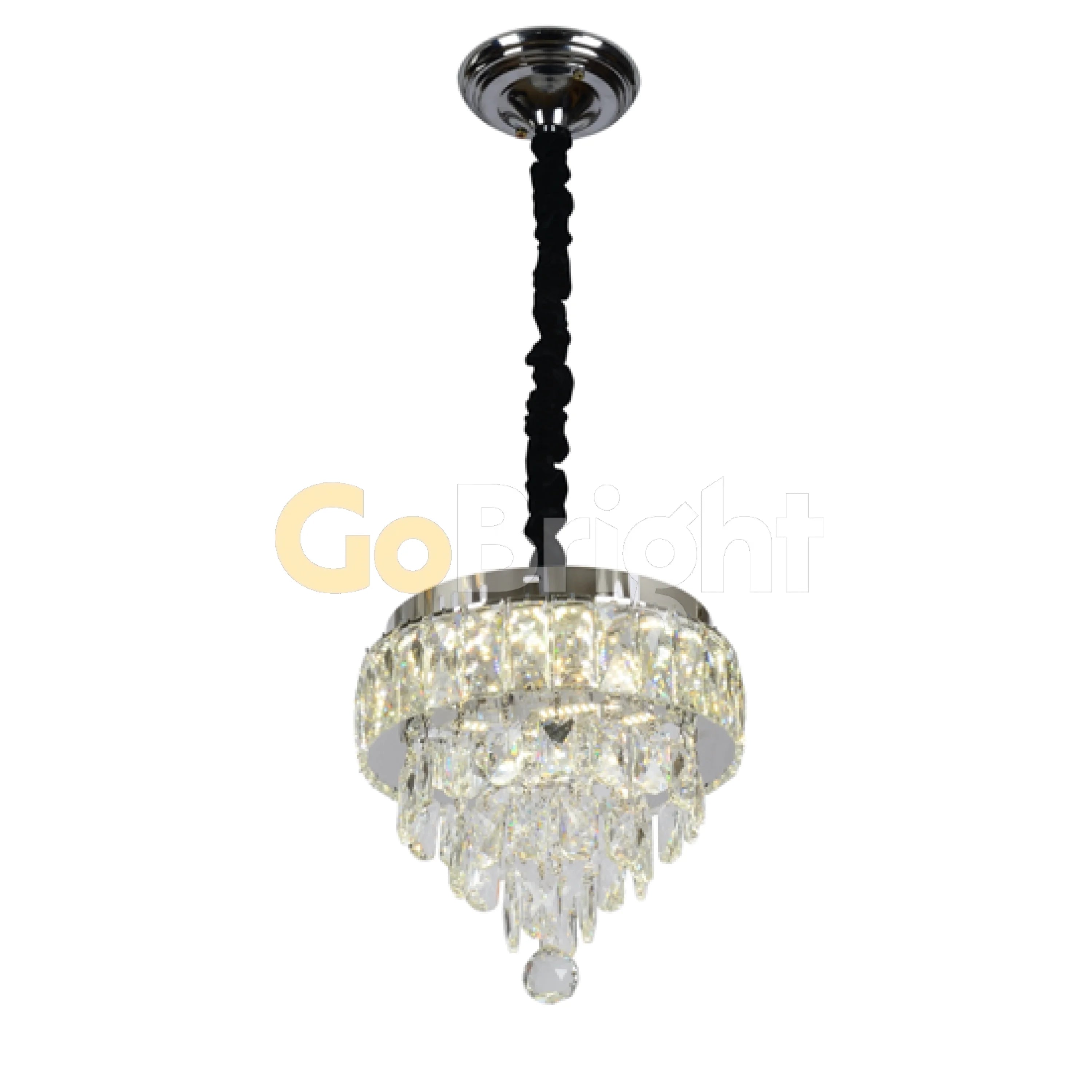 Lustra LED 30cm 52W cu Telecomanda Crystal 3 Tipuri de Lumini Crom