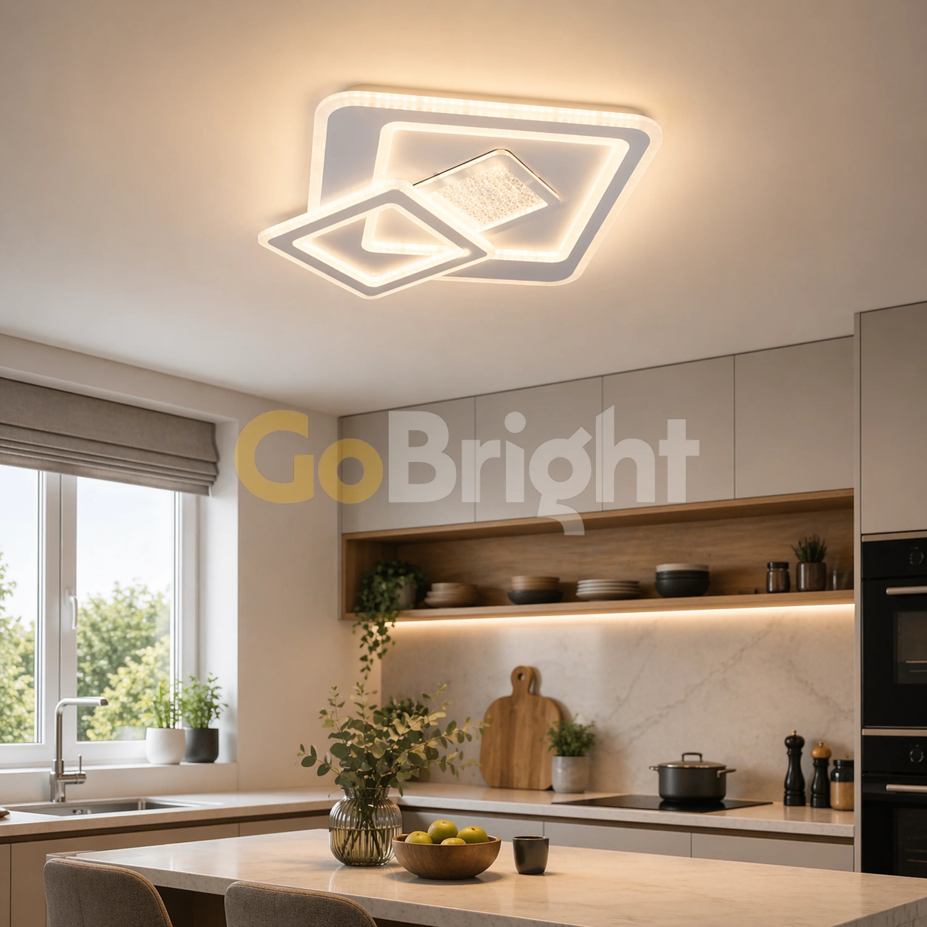 Lustra LED 40cm 144W cu Telecomanda Raisa 3 Tipuri de Lumini Alb