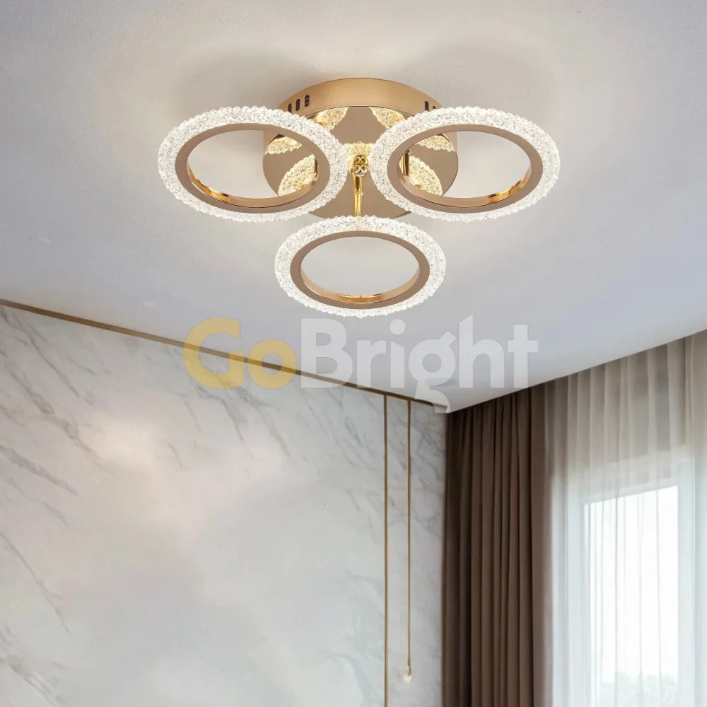 Lustra LED 48W cu Telecomanda Elixir 3 Tipuri de Lumini Auriu