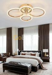 Lustra LED 80W cu Telecomanda Elixir 3 Tipuri de Lumini Auriu