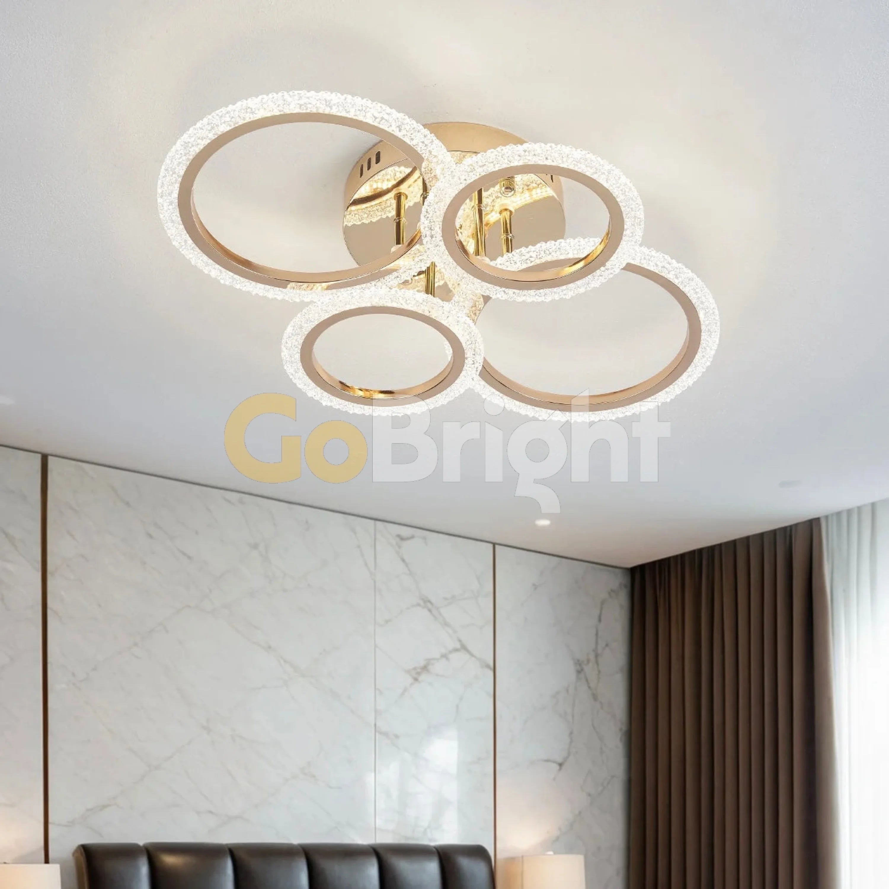 Lustra LED 80W cu Telecomanda Elixir 3 Tipuri de Lumini Auriu