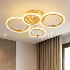 Lustra LED 80W cu Telecomanda Jeni 3 Tipuri de Lumini Auriu