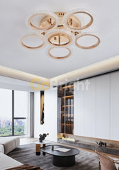 Lustra LED 96W cu Telecomanda Elixir 3 Tipuri de Lumini Auriu