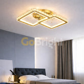 Lustra LED Cristale 94W 3 Tipuri de Lumini Auriu Patrata